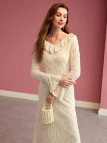 MOTF PREMIUM SEQUIN RUFFLE TRIM MIDI DRESS,SPRING/SUMMER