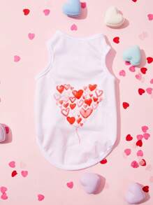 PETSIN 1 件心形气球设计宠物背心，情人节