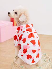 PETSIN 1 pieza Camisa con estampado de corazón para mascotas para el Día de San Valentín - Multicolor - Ver 3