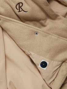 SHEIN MOD Khaki Vintage Casual Sleeveless Coat,Old Money Style Winter Women Jacket,Elegant Business Office Wear,Brown,Autumn,Occasion,School,Back-To-School - Khaki - View 5