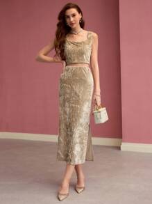 MOTF PREMIUM TEXTURED SPLIT SIDE SKIRT