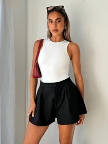 Siren Gaze Shorts de pierna ancha unicolor con bolsillo oblicuo
