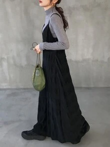 FRIFUL Women's Casual Minimalist Solid Color Backless Camisole Dress