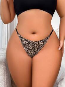 Plus Size Women Leopard Print Seamless Sexy Thong