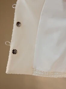 MOTF PREMIUM TEXTURED RHINESTONE BOW DECOR BOXY JACKET - White - View 9