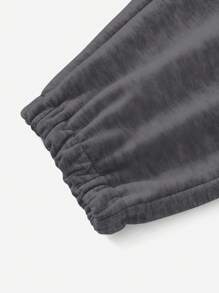 SHEIN LUNE 女士保暖内衬运动裤，混纺灰色，秋冬款 - 深灰色 - 查看 7