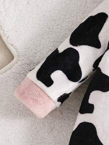 SHEIN 新生儿冬季连衣裤，带帽，长袖连体衣 - 粉色 - 查看 3