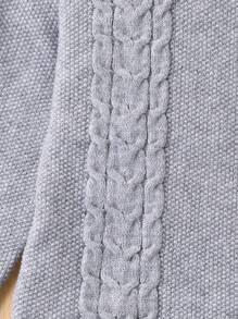 SHEIN Tween Girls' Fashionable New High Collar Ruffle Trim Knit Sweater Dress, Suitable For Spring & Autumn - Light Grey - View 5