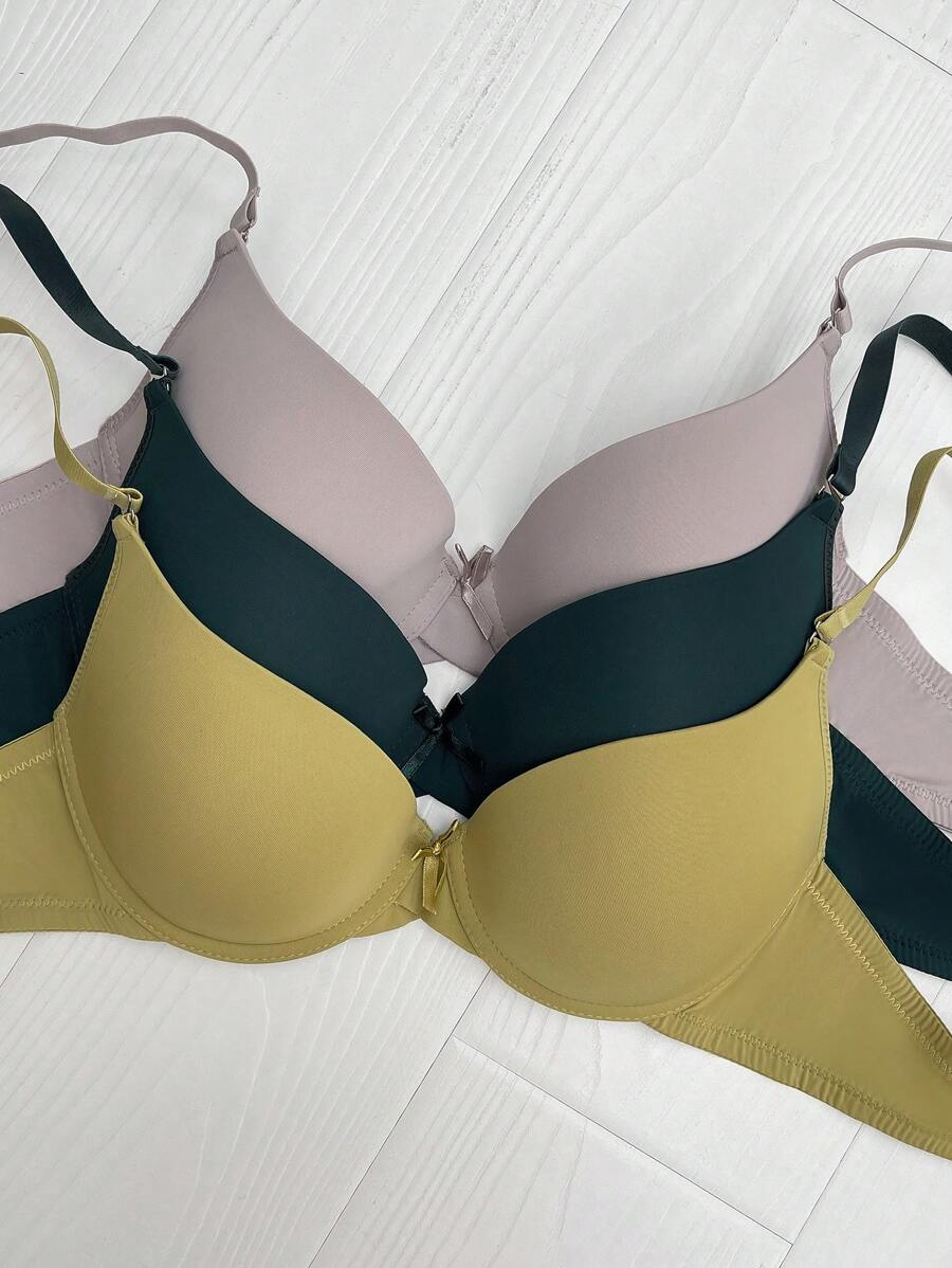 Casual Women's Fabric Multicolor Plain Bras With Slight Stretch - Multicolor - View 1