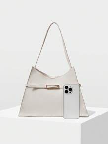 MOTF PREMIUM BOLSO DE HOMBRO MINIMALISTA DE MODA PARA MUJER CON DETALLE DE HEBILLA PARA TRANSPORTE - Beis - Ver 3