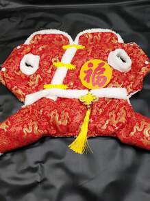 PETSIN Bộ đồ thú cưng ấm áp chống gió chống thấm nước họa tiết rồng may mắn năm mới của Trung Quốc, thích hợp cho mùa thu/đông - Đỏ - Xem 4