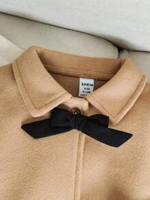 Souflis Souflis 3 sztuki/zestaw dla dziewczynek Elegancka Akademia Klasyczna Ciepły Krótki Kardigan Kurtka, Sukienka Bez Rękawów I Beret Garnitur, Kolor Khaki, Wygodna I Miękka Tkanina, Nadaje Się Na Zewnątrz, Jesień/Zima