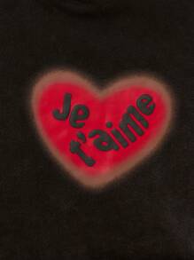 MUSERA Plus Size Washed Print Back Long Sleeve Hoodie For Everyday, Street Style, Streetwear, Cool Girl, Casual, Y2K, 2000'S Style, - Black - View 6