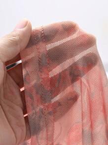 DAZY Áo thun cổ tròn lưới họa tiết hoa nhỏ xinh dành cho nữ, thích hợp cho ngày lễ tình nhân, quần áo mùa thu - Đỏ - Xem 5