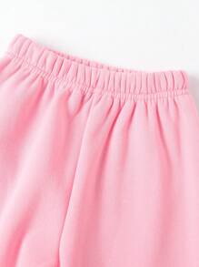 SHEIN Playful Pals Young Girls 2 Pieces Floral Letter Print Sweatshirt And Pants Set, Fashionable And Cozy, Autumn/Winter