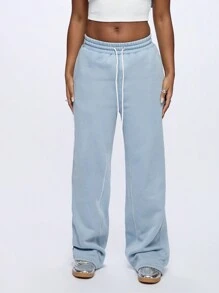 SUMWON WOMEN Athletic Loungewear Sweatpants With University Style Letter Graphics Elastic Waistband Soft Fleece Winter Fall Joggers Training Workout Pants - Dusty Blue - View 5