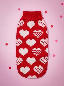 PETSIN Valentine's Day Red Heart Shape Sweater, Warm - Red - View 2