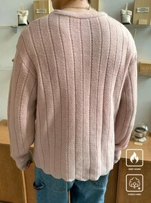 Manfinity CasualKnits Jersey de cuello redondo de unicolor, de manga larga y con costillas para hombre, de uso casual - Multicolor - Ver 2