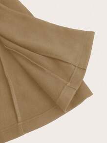 SHEIN Clasi Áo khoác dài tay hai hàng khuy thanh lịch màu trơn có túi cho nữ - Màu Khaki - Xem 3