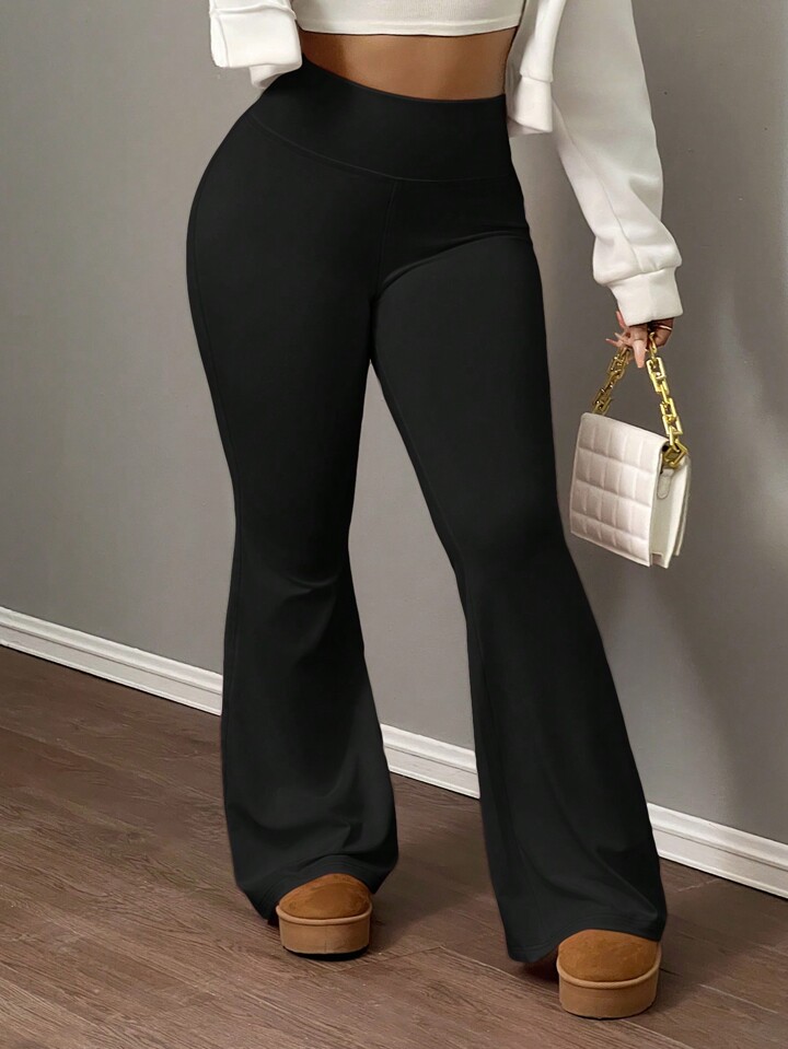 Slaydiva Women's High-Waisted Elastic Slimming Flare Yoga Pants Flared Sweatpants For Women