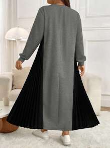 Mulvari Plus Size Color Blocking Ruched Sweatshirt Dress