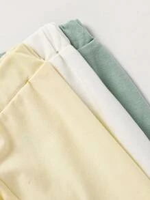 3 件装婴幼儿男童简约纯色裤子套装，白色、浅绿色、浅杏色 - 彩色 - 查看 4