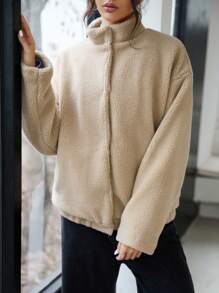 INAWLY Women Fleece Jacket, Wind And Cold Proof Outerwear For Winter - Khaki - View 4