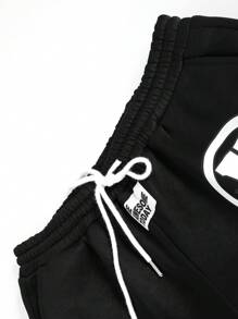 PAVTROS Bộ 2 quần nỉ và áo hoodie cổ khóa kéo in chữ mùa thu cho nam - màu đen - Xem 3