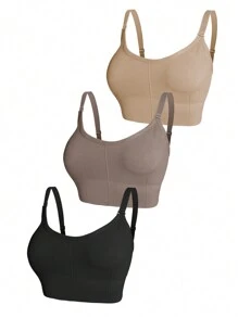 SHEIN 3pcs/Set Plus Size Women Casual Wireless Bras - Multicolor - View 4