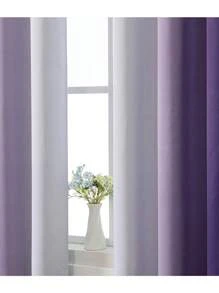 2 paneles de cortinas opacas minimalistas de dos tonos degradados, púrpura y gris, para dormitorio/sala de estar, decoración de otoño, decoración de la habitación - Morado - Ver 5