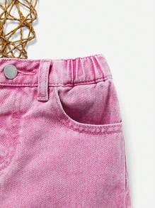 SHEIN Young Girls Casual Basic Blue Denim Skirt,Spring And Summer Boho Skirt