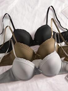 Snug Zone 3件装女士无钢圈文胸，简约休闲聚拢杯文胸