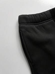 SHEIN Leap Crew Teen Boy Loose Casual Retro Hoodie & Sweatpants Set - Black - View 7