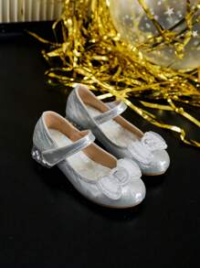 Sepatu hak tinggi anak perempuan dengan hiasan pita, cocok untuk musim semi dan musim gugur. - Perak - View 1