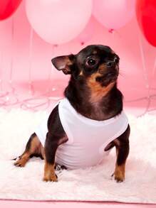 PETSIN 1pc Heart Design White Pet Vest For Valentine's Day - Multicolor - View 3