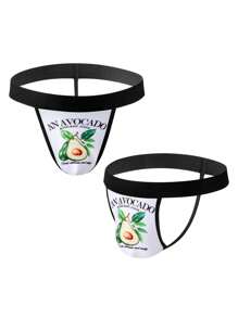 Slips sexy de hombre con estampado de lema y aguacate