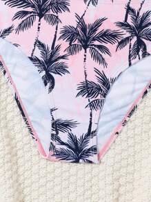 SHEIN Urlaubsstil Palmen-Muster Bikini Set für Mädchen im Teenager-Alter, Zweiteiler Badeanzug Set
