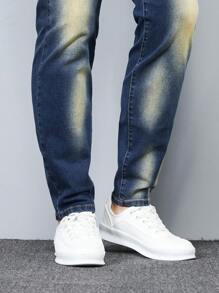 Manfinity Homme 大码男式口袋紧身休闲百搭牛仔裤 - 藍色 - 查看 7