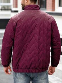 Manfinity Homme Plus Size Men's Casual Solid Color Stand Collar Winter Jacket