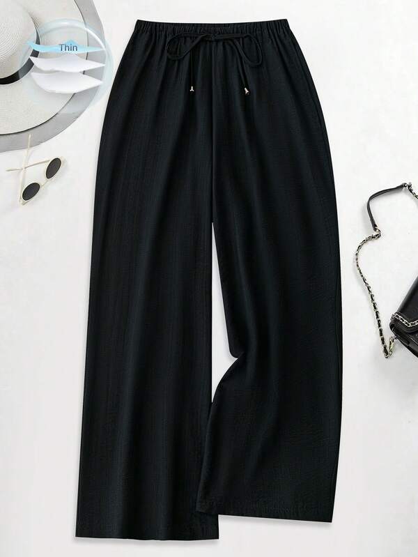 SHEIN LUNE Pantalones anchos y largos sueltos de moda para mujeres de talla grande