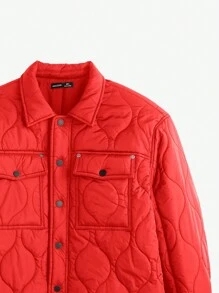 AKNOTIC Business Casual 男士修身休闲加厚立领夹克，适合秋冬季 - 紅色 - 查看 3