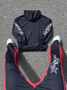 SHEIN 2pcs/Set Teens Boy Loose Graphic Hoodie Pullover And Sweatpants Set - Multicolor - View 2