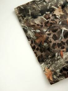 SHEIN 青少年男孩休闲短袖 T 恤，运动街头朋克摇滚学院风，适合日常、派对、音乐节，适合春夏季，森林和树枝印花 - 咖啡棕 - 查看 6