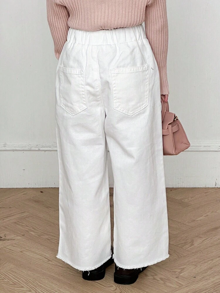 Young Girl Girl Loose-Fit Embroidered Denim Jeans, Spring