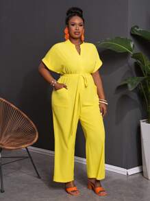 Slaydiva 2025 New Style / Rave / Easter Outfit For Women / Old Money Style For Women / Country Concert Outfit / Going Out Outfits / Fairycore / Festival Outfits / Tropical Vacation Women Clothes Outfit / Solid Yellow Short Sleeve Button Up Top With Tie Front, Plus Size / Western Wear For Plus Size Women / Green V-Neck Short Sleeve Wrap Pocket Romper / Rompers For Women Summer