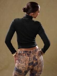 MUSERA 秋季，仿皮，复古外观高领拼接 PU 夹克