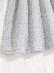 SHEIN Young Girl Princess Casual Fashion Sports Colorblock Letter Hooded Dress - Green - View 3