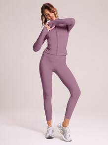 Musera Sport Full Zip Long Sleeve High Neck Fitted Slinky Top Jacket , Padel, Tennis, Pickleball Gym Fitness Fall Winter