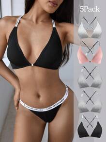 EasyFave 5 件/套女士无钢圈可拆卸垫全罩杯文胸 - 彩色 - 查看 1