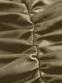 SHEIN EZwear 女士纯色褶皱简约抹胸，休闲日常穿着 - 軍綠色 - 查看 3